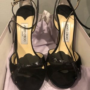 Jimmy choo black Elaphe snakeskin stilettos 8